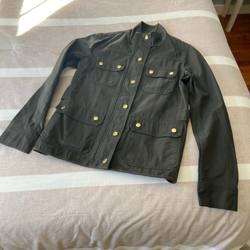 EUC J. Crew Black Utility Field Jacket | Classic Cotton with Gold Hardware Sz S - Picture 1 of 9